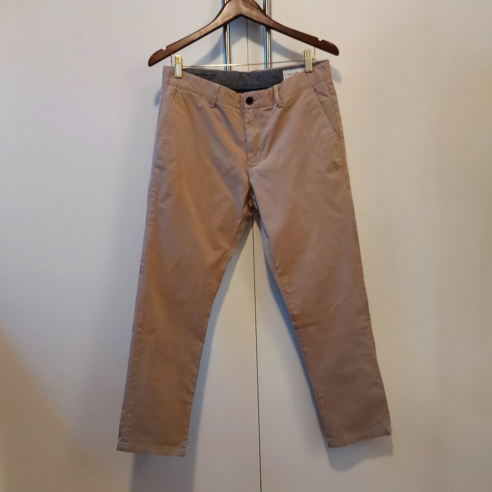 Men's Frank & Oak Beige Chinos. Modern Straight Cut.